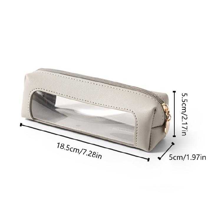 Waterproof PU Pencil Bag Clear Pen Pouch Zippered Pencil Case for Student