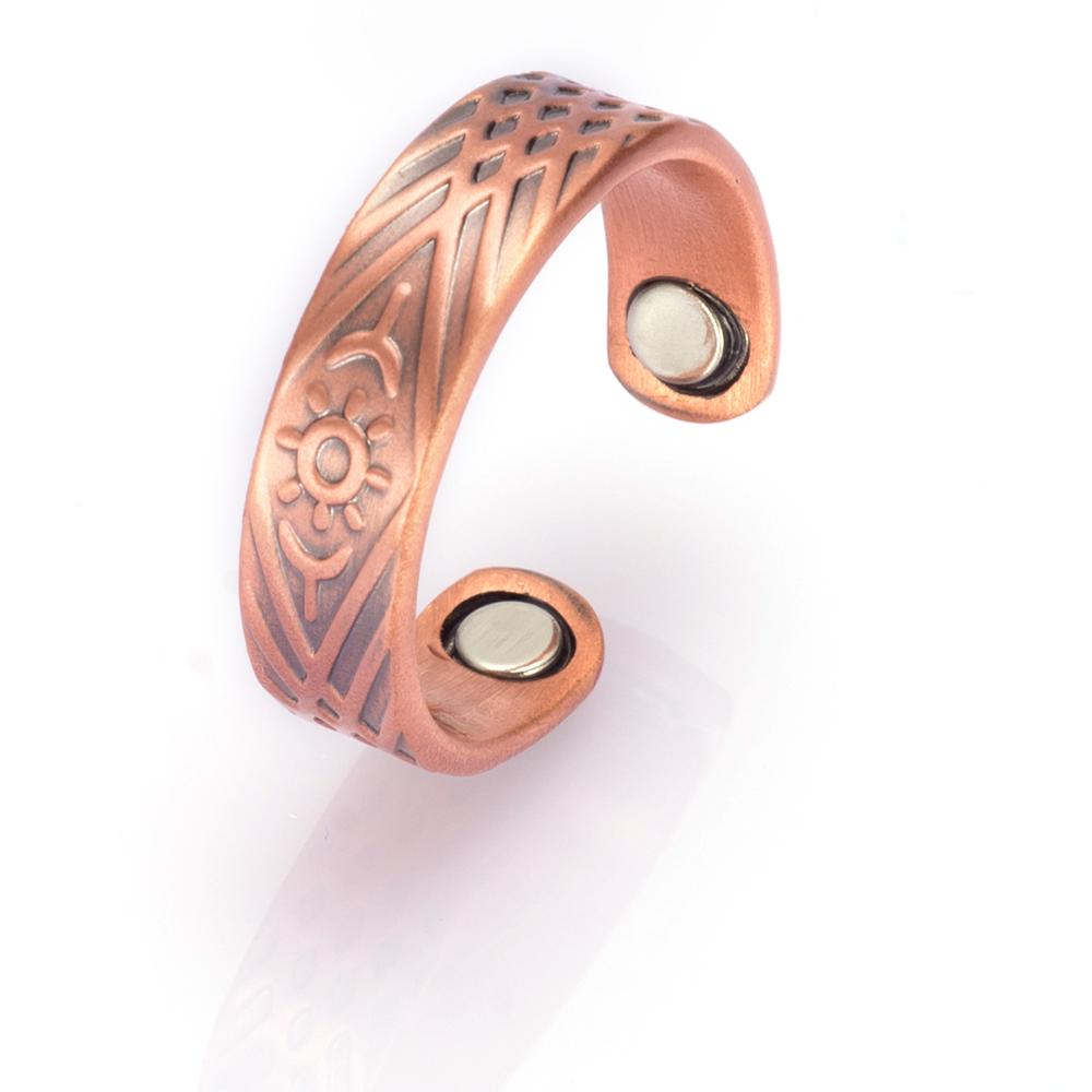 Magnetische reine Kupferringe Damen 6mm Vintage Offener Manschettenring Verstellbarer Ring Herren Magnet Hochzeitsringe Energie Fingerring für Damen Herren