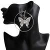 1 Pair of Vintage Luxury Alloy Butterfly Pendant Earrings for Women - Exaggerated Round Drop Design, Perfect for Daily Wear & Parties, Ideal Gift, Par