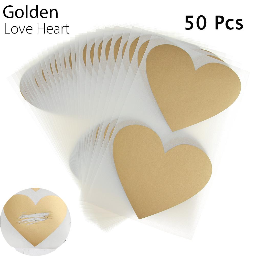 50Pcs/Set Cute Love Pentagram Shape Scratch Card Sticker DIY Postcard Wedding Gift Self-adhesive Coating Sticker Color Multi-use
