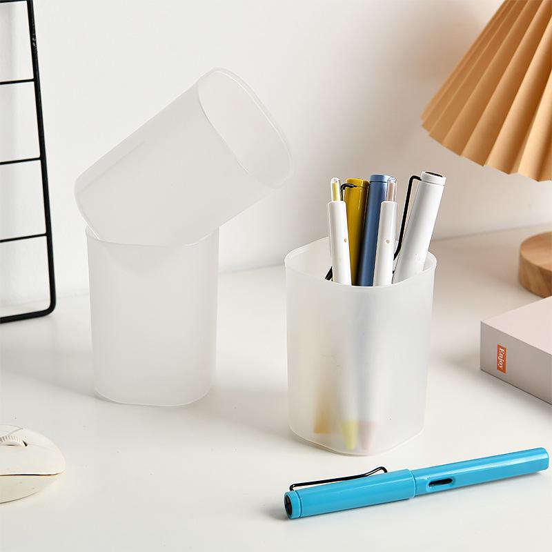 Transparent Frosted Multifunctional Pen Holder - Creative Stationery Box for Students
