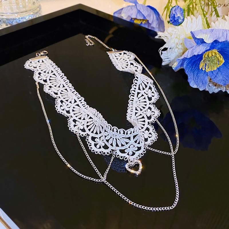 Lace Tassel Necklace with A Trendy, Light Luxury and Niche Design Sense Collarbone Chain Collar