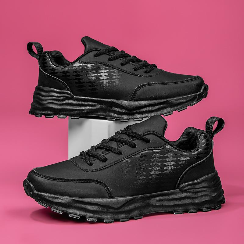Large size autumn new leather men's shoes lightweight fashion casual sports shoes student running shoes