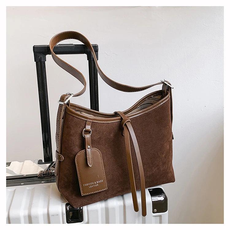 

Прочная модная сумка через плечо из искусственной замши с пряжкой на плечевом ремне, вместительная повседневная сумка через плечо