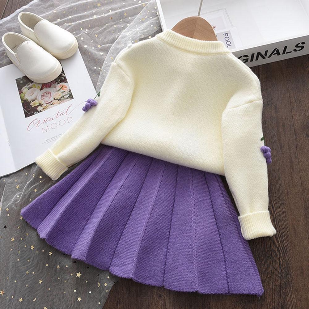 Baby Girls Clothes Set Autumn Winter Cartoon Grape Clothing Set New Kids Knitted Sweet Outfit Children Clothes Suit
