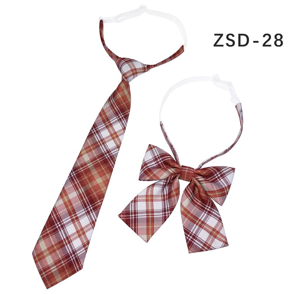 Unisex JK Collar Plaid Bowknot Flower Set - Polyester Cotton Student Uniform Accessory