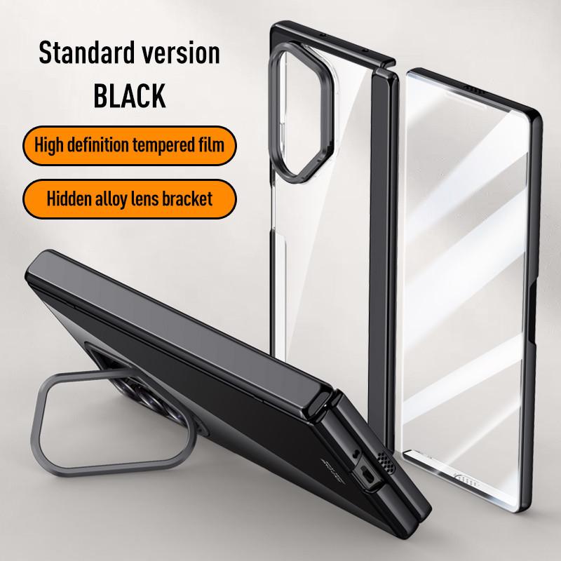 Lens Protect Stand Magnetic Phone Case for Samsung Galaxy Z Fold 6 5G Magsafe Electroplated Hinge Clear Metal Ring Holder Cover