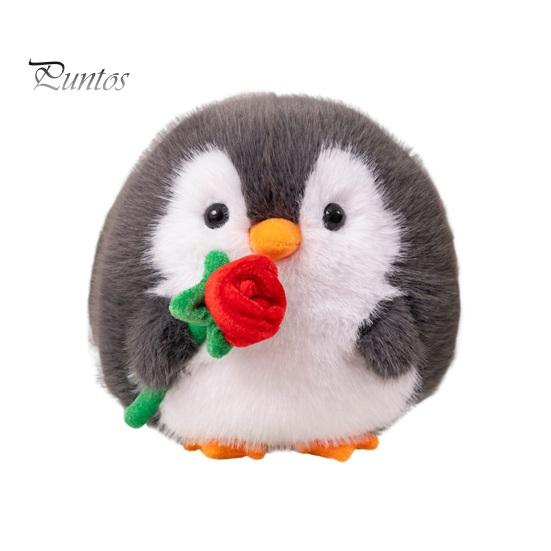 

Мультяшный пингвин, плюшевая игрушка с розой, плюшевое животное, мягкая кукла, подушка для дома, офиса, спальни, украшения для детей, взрослых, Рождества, дня рождения серый