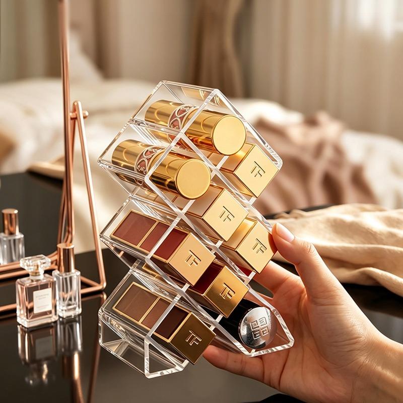 1 Stück Schreibtisch-Lippenstift-Organizer Transparenter geteilter Lagerständer & Kosmetik-Displayständer