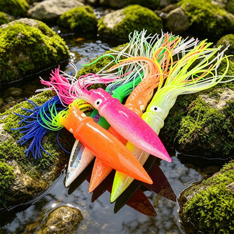 Calamar Blando Luminoso Grande de 17,5 cm-41 cm para Pesca en el Mar Falda de Calamar Pulpo Pesca de Arrastre Señuelos para Atún Aparejos de Pesca en Agua Salada