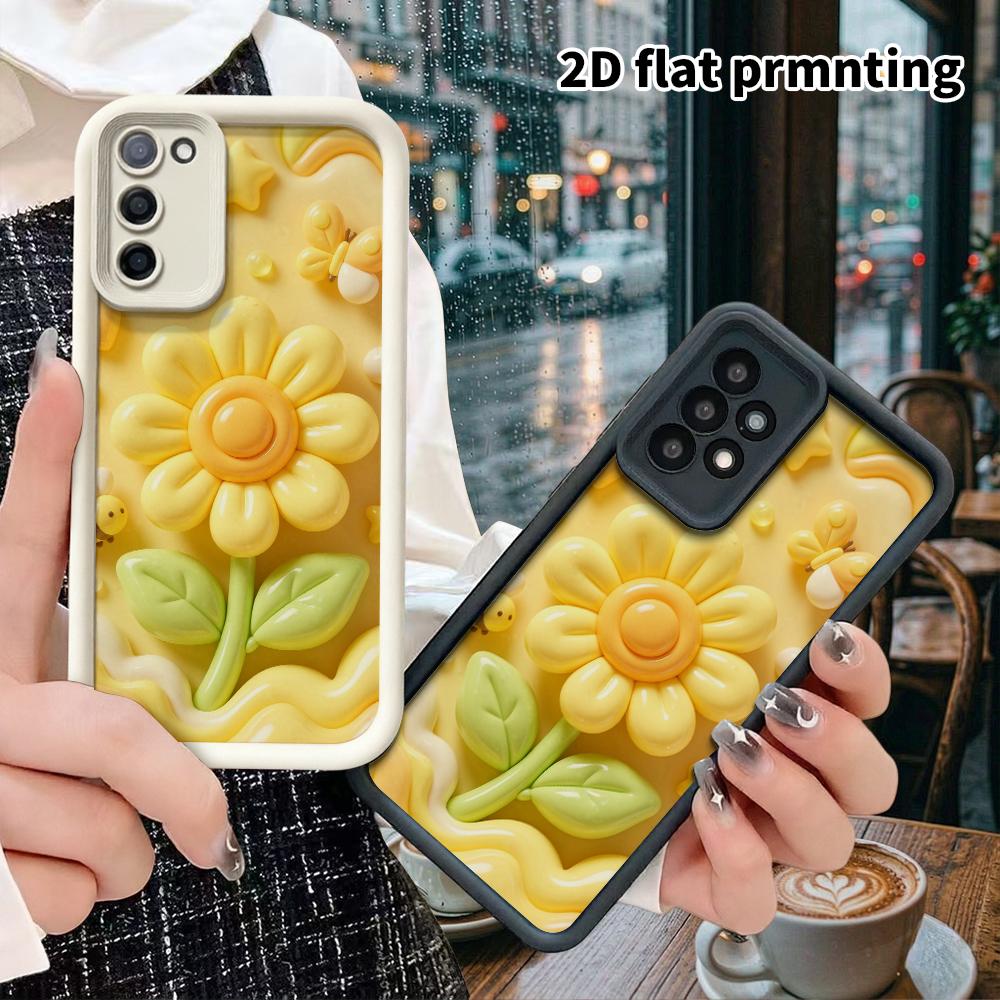 Phone case: 2D flat, suitable for Samsung Galaxy A34 A35 M05 M06 S20 S22 S21 FE Plus 5G protective case, yellow sunflower, perfect Christmas and Hallo