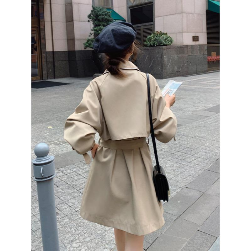Trenci kaki pentru femei Mici de toamnă, stil nou, temperament francez retro, haină la două piept