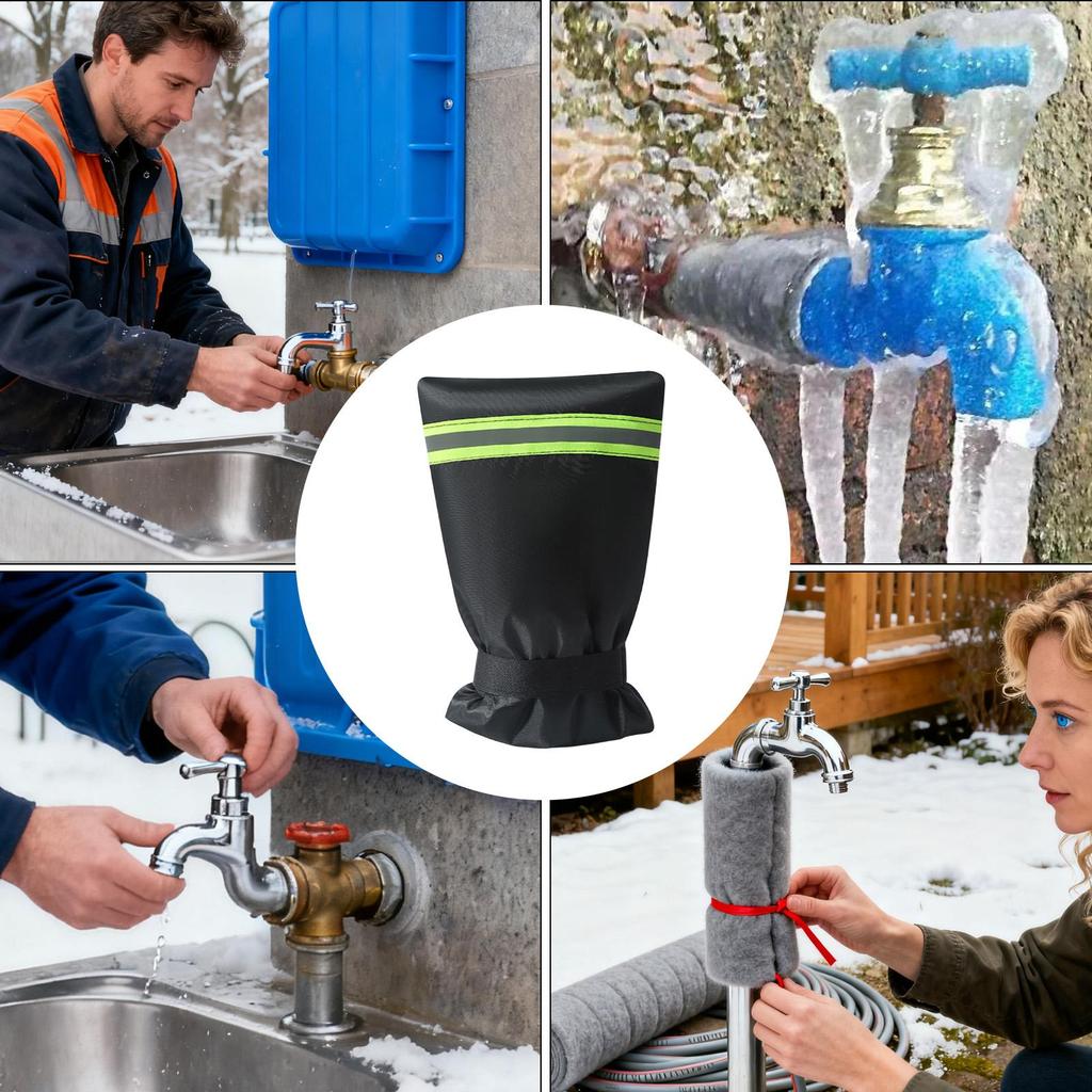 Faucet Covers For Outdoor Frost-Proof Faucet Protector With Reflective Strips Outdoor Spigot Covers Winter Socks For Yard