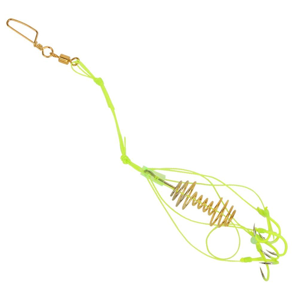 4PCS PE Carp Fishing Baits Hook with Spring Feeder Fishing Hook Carp Jig Hooks Grass Carp Fishing