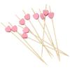 100Pcs Heart-Shaped Bamboo Cocktail Picks