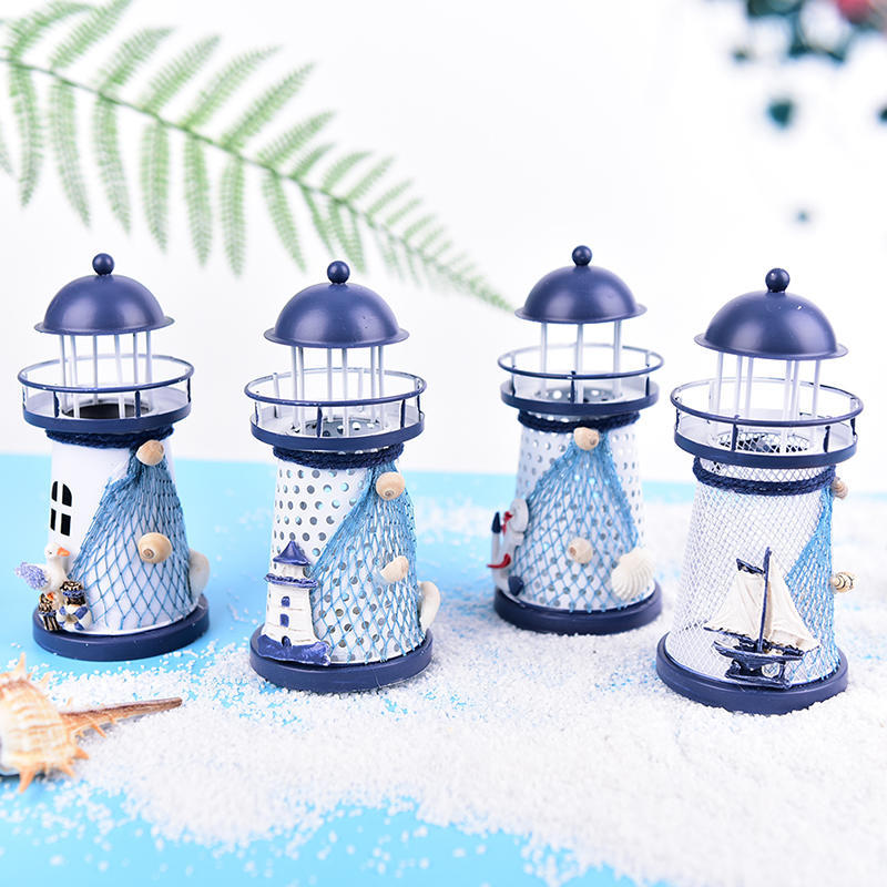 Led Light Metal Lighthouse Anchor Mediterranean Decorative Home Nautical Decor