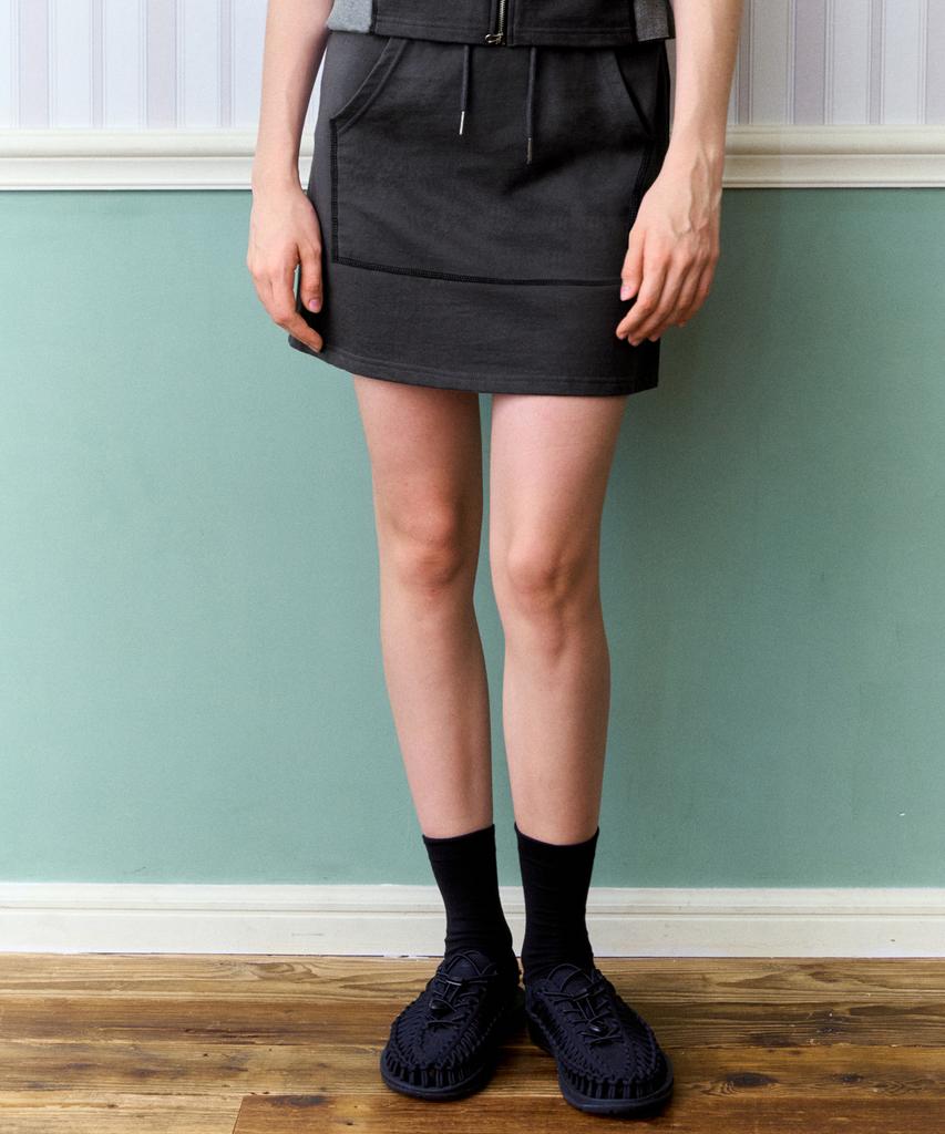 Peace Maker Pocket Sweat Mini Skirt (Charcoal)