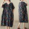 2026 new retro ethnic style summer new literary large size fat MM fattened large printed short-sleeved dress