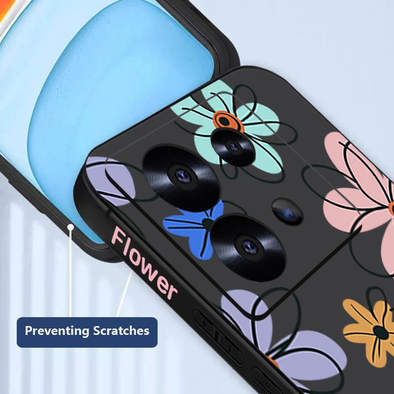 Lanyard Soft TPU Case For Xiaomi Redmi Note 14 13 Pro Plus 12 14 Pro 5G Note 13 11 13C 4G Cartoon Flower Patterned Phone Cover