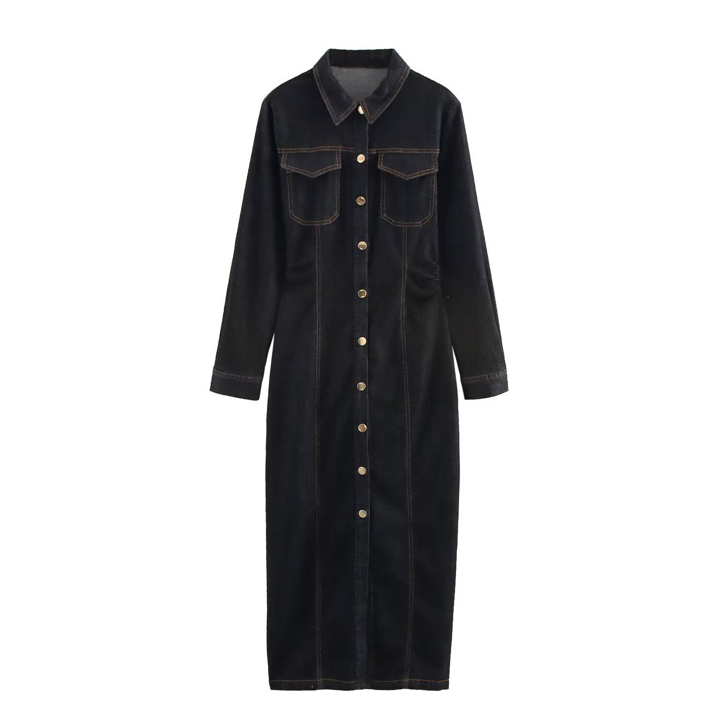 

2025 Spring Women s Street Fashion Midi Denim Dress - European & American Style Medium