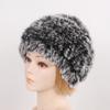 Hot Sale Women Knitted Real Rabbit Fur Hats Ladies Winter Warm Fluffy Genuine Rabbit Fur Caps Outdoor Good Elastic Fur Cap