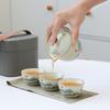 Portable Travel Ceramic Kuaike Cup, One Pot, Three Cups Of Outdoor Tea, Ru Kiln Kung Fu Tea Set, Business Gifts