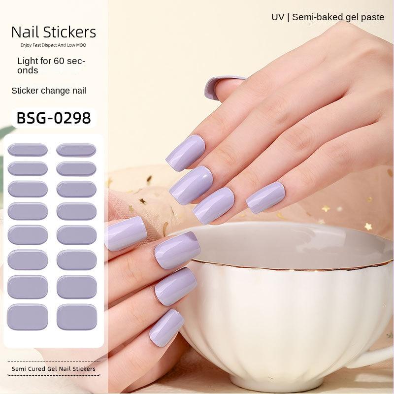 

Японские гелевые наклейки для маникюра, однотонные, новые технологии, полуотвержденные наклейки для ногтей BSG-0298