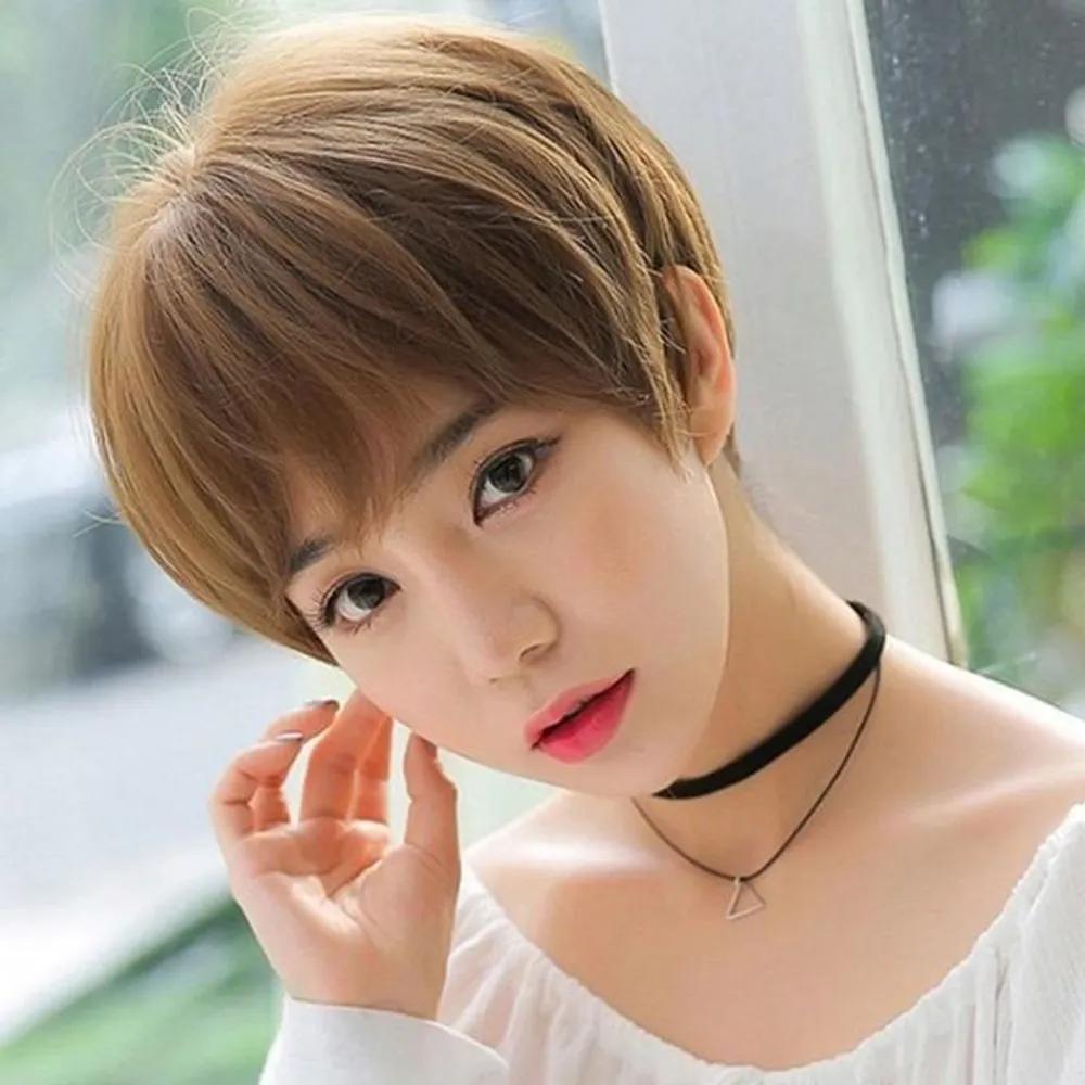 Style short haircut wig short cut full wig bob cut women s haircut Choco Brown