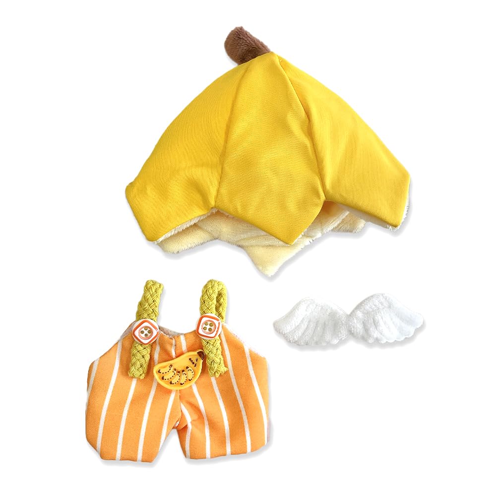 

Banana-shaped hat and overalls set for 10cm plush toy, kigurumi accessories, otaku activities, doll mascot, kpopdoll costume [Used]