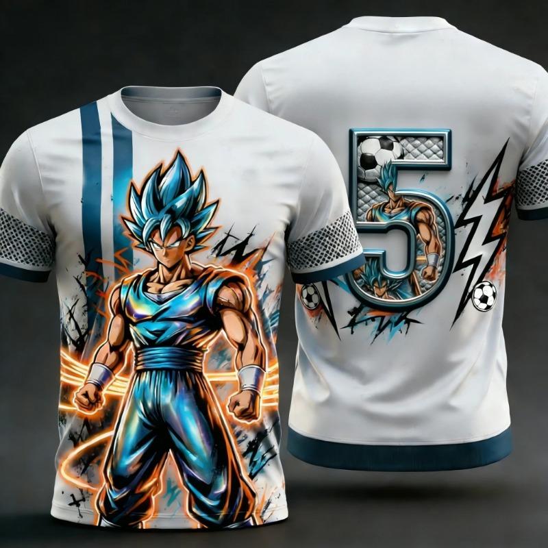 2026 Summer New Adult Men's Dragon Ball Goku 3D Printed Special Football Jersey Numbers 1 To 10 Kids Anime T-Shirt Unisex