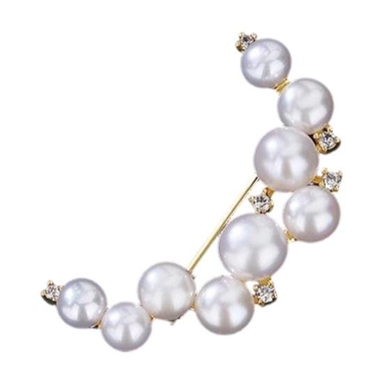 jijijing Brooch Pin, Curved Design Imitation Pearl Lapel Pearlescent Texture Badge for Coats Shirts Scarves Accessories