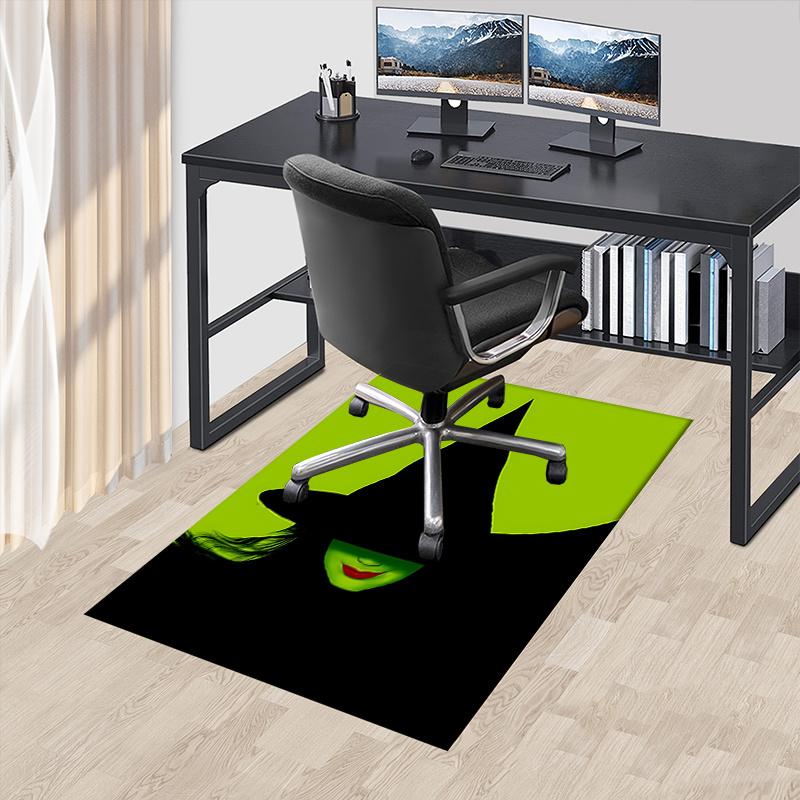 

Wicked Green Pattern Polyester Office Carpet Chair Mats, Home Decor Dormitory Floor Protector with Anti-Skid Backing, Large Area Coverage,Ch 60cm by 90cm