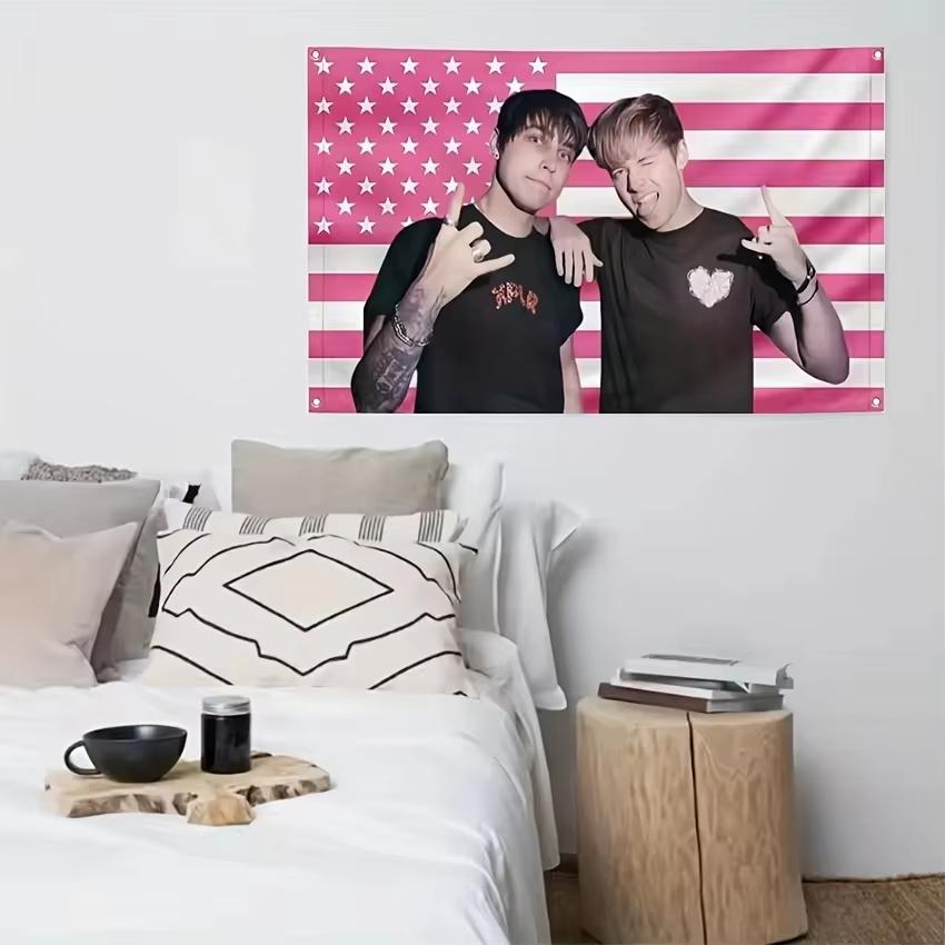 1PZ Jack Johnny Sam Colby Bandiera USA Arazzo Stelle Rosa Strisce Stampa Piatta per Decorazione Murale Camera Universitaria
