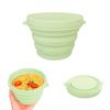 Happykau Folding Bowl, Food-Grade Silicone, 500ml Capacity, with Lid, Microwave Heating, Multifunctional, Portable for Travel, Camping, and School (Gr