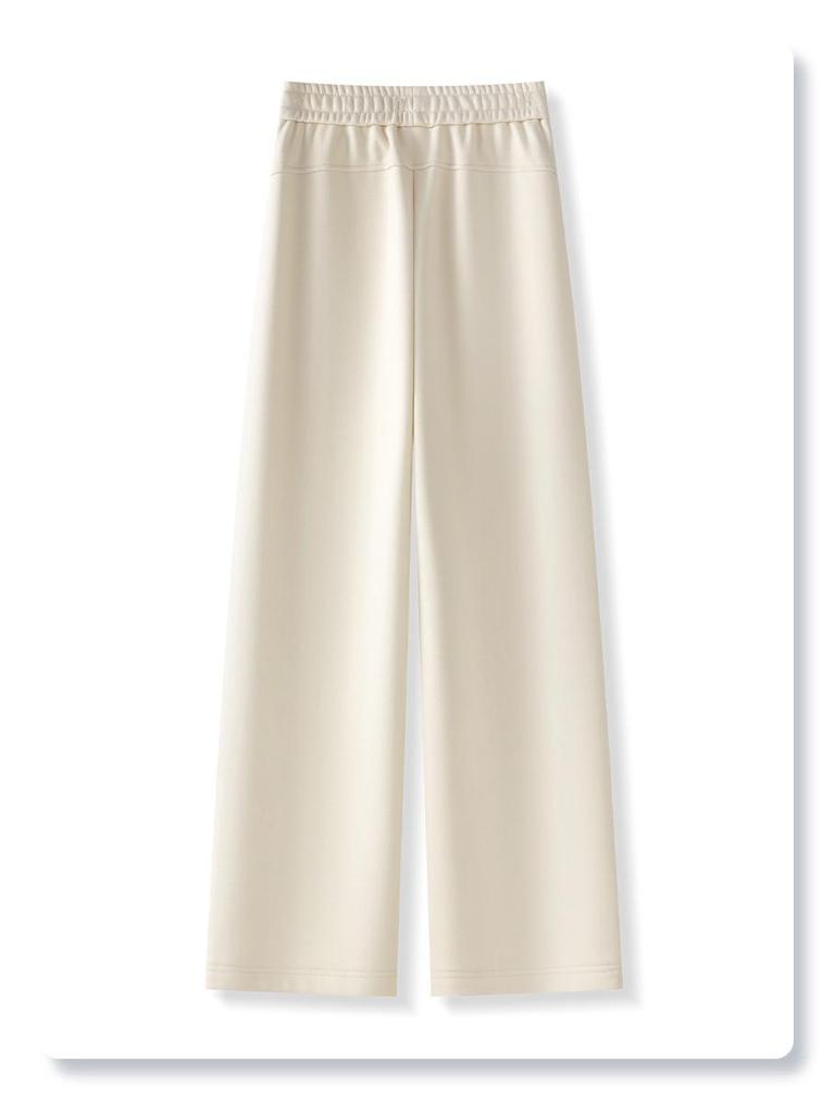 Ancola Women's 2024 Red Fleece-Lined Wide-Leg Sweatpants - Autumn/Winter Casual Straight-Leg Trousers.