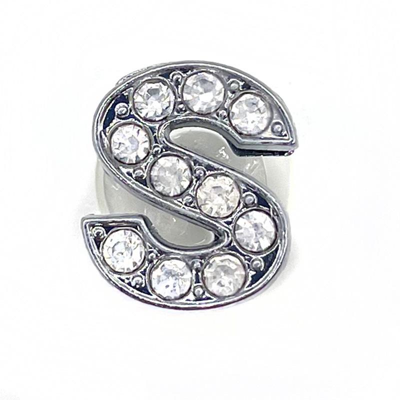 Charms Scarpe Diamante Strass Scintillante Lettera Argento Cristallo Alfabeto Decorazioni Scarpe Gioielli Slider Braccialetto Braccialetti