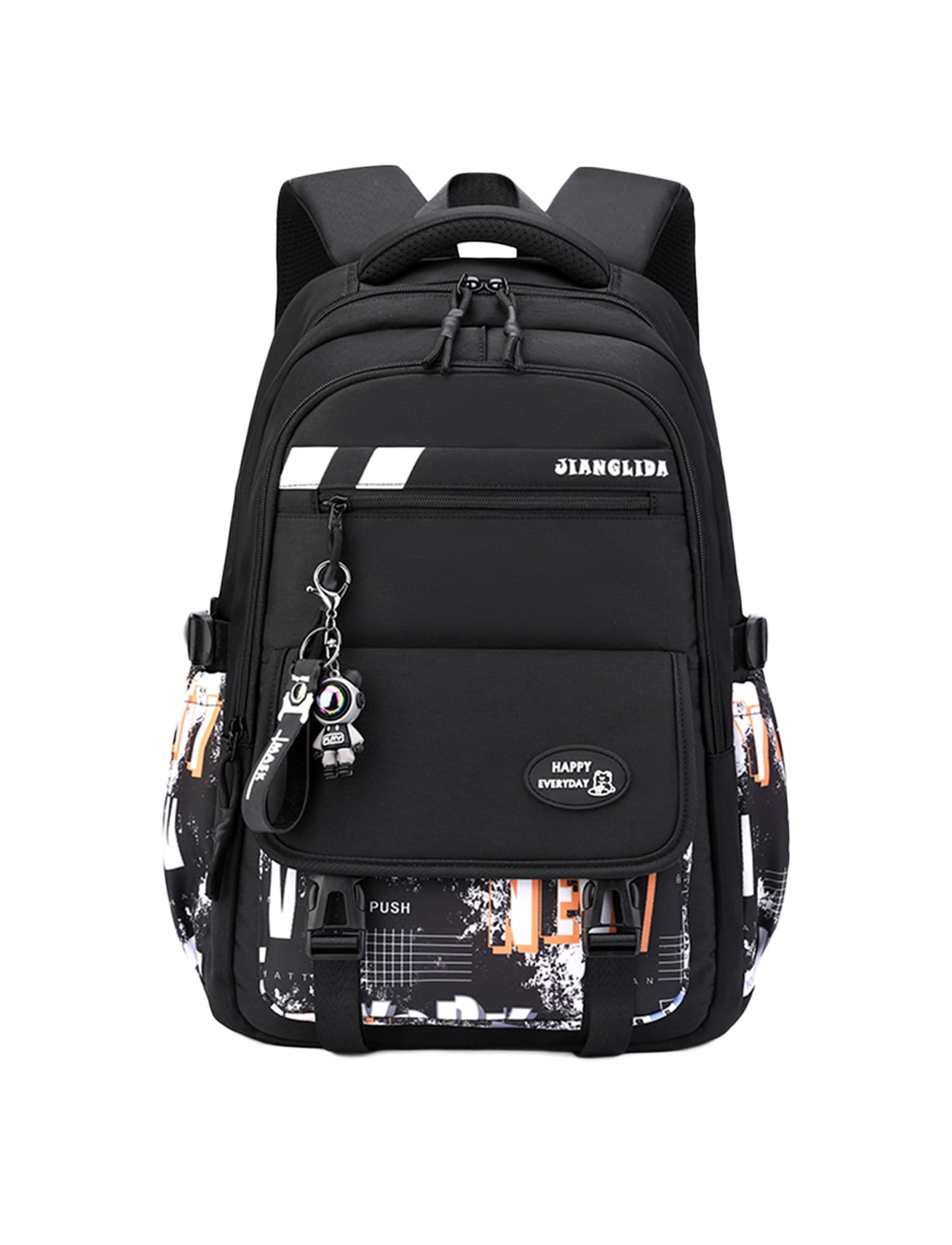 

[Maeau] Backpack for Boys, Children s Day, School Entrance Ceremony, Travel, Water-repellent, Smooth Zipper, Adjustable, A4 Size, Black with Orange