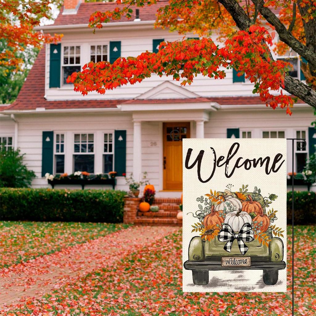 Autumn Celebration Courtyard Decoration Printed Linen Flag