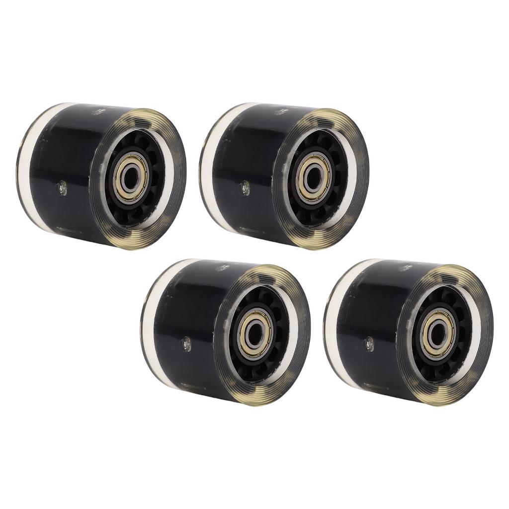 4 PCS Longboard Wheels and Bearings Skateboard Wheels Magnetic Core Friction High Rebound PU 55x45mm Black