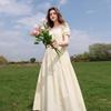 Sancai 2026 Summer Square Neck Pleated A-Line Maxi Dress