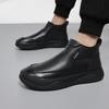Modische Herren Warme Lässige High-Top Baumwollstiefel mit Fleece Mode Neuer Designer Herbst Winter Schwarz Rindsleder Schuhe für Herren