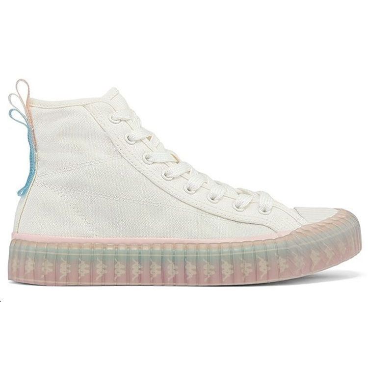 Kappa Trendy Comfortable Non-Slip Wear-Resistant Lightweight Breathable High-Top Canvas Shoes Women sneaker White Pink K0C25VS14-012