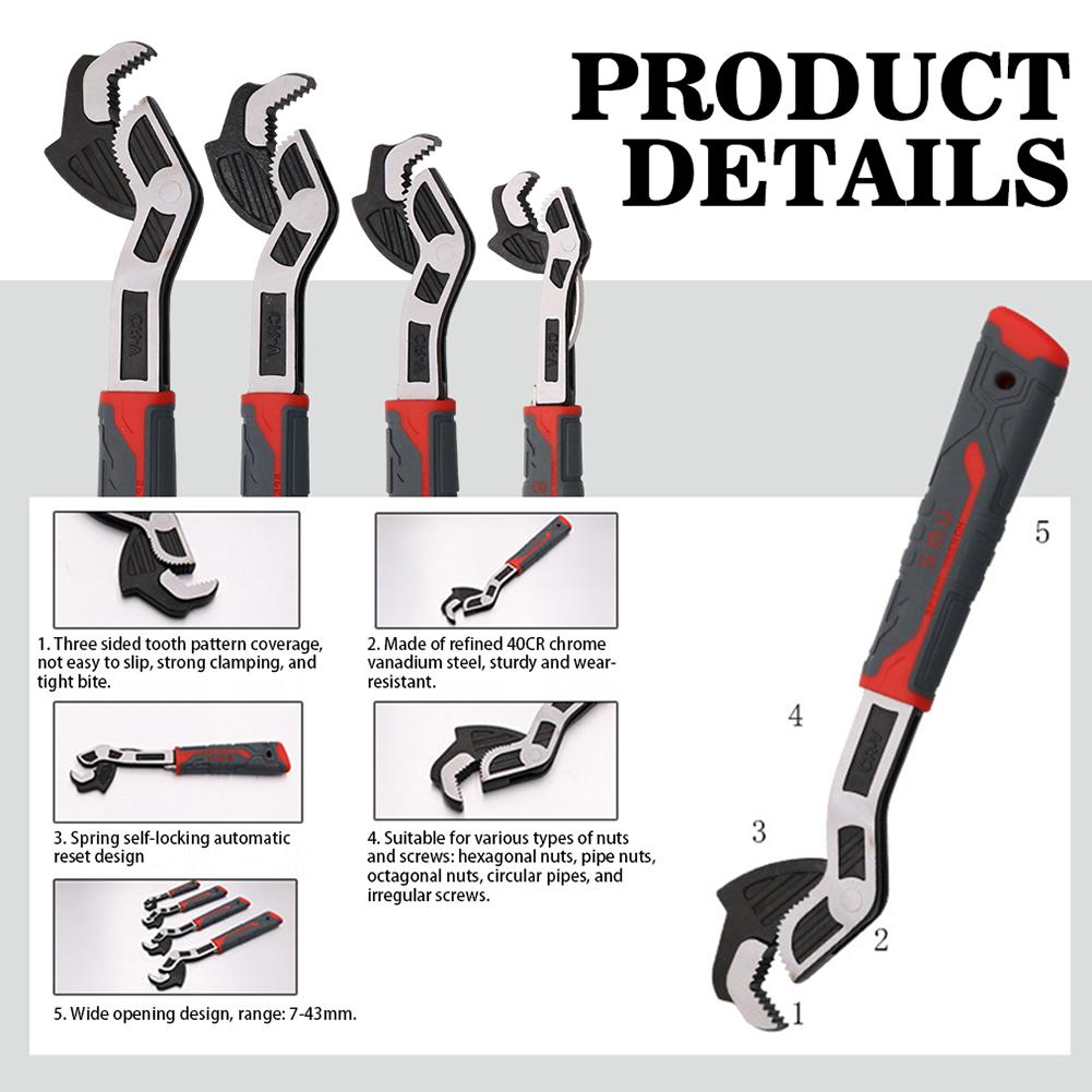 Self Locking Adjustables Pipe Wrench Universal Small Wrenches Multi-Purpose Maintenance Tool For Valves Pipes Install