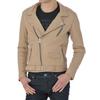 Men's Genuine Lambskin Beige Leather Jacket Stylish Motorcycle Bomber Biker Outerwear MJ 247
