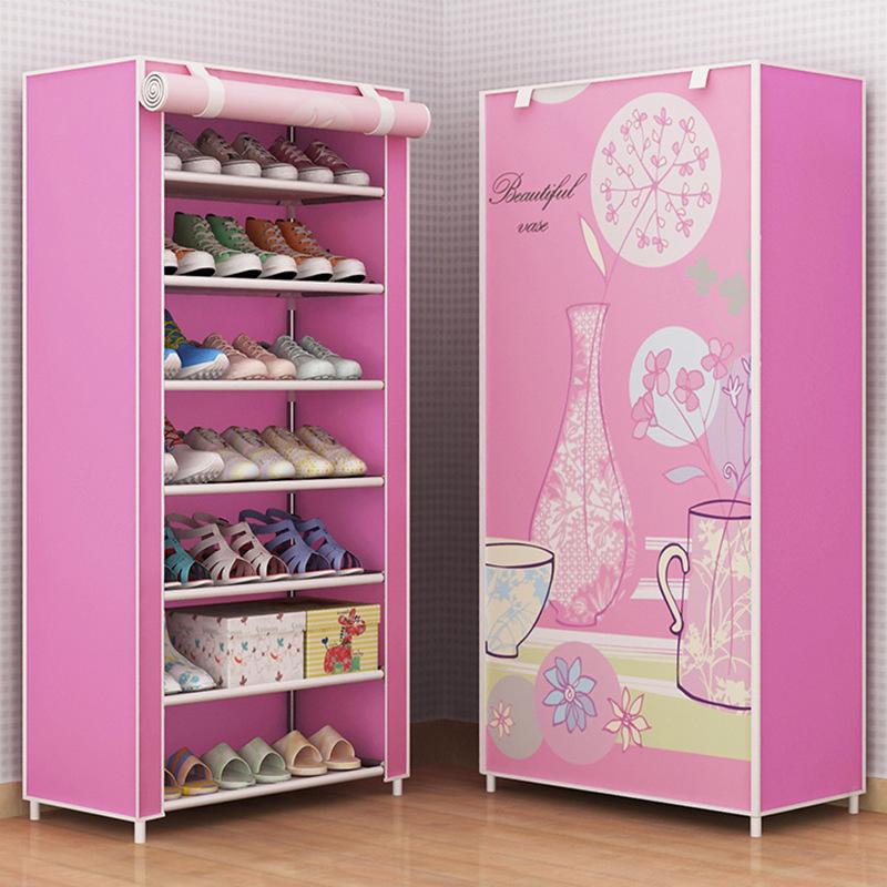

Пылезащитный обувной шкаф в стиле F: Многослойный тканевый шкаф и полка для хранения обуви