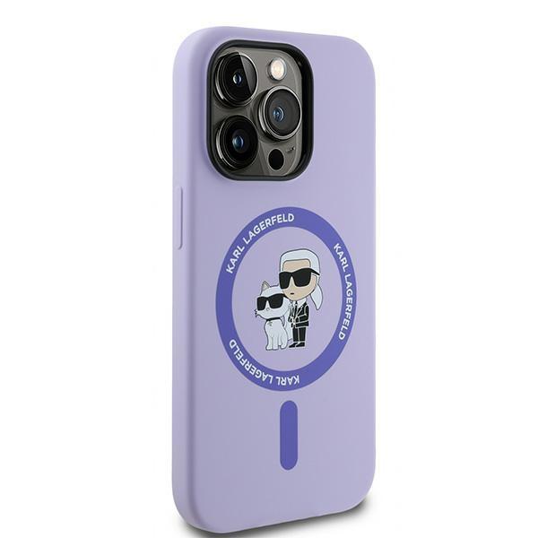 Karl Lagerfeld Klhmp14Lscmkcrhu Iphone14 Pro 6.1 Fioletowy/Purple Hardcase Silicone Karl&Choupette Heads Ring Magsafe