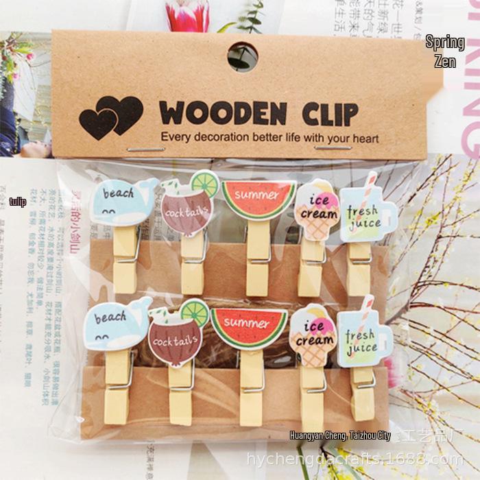 Cartoon Fruit Bamboo Wood Clip for Photos and Crafts