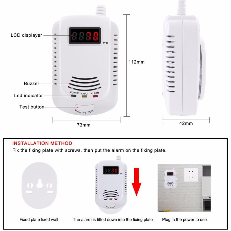 CO and Gas LCD Gas Detector, Home Natural Gas/Methane/Propane/CO Alarm, Leak Sensor Detector with Voice Promp and LED Display