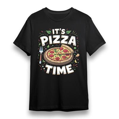 T-shirt pour homme avec graphique PIZZA LOVER'S ANTHEM T-shirt unisexe noir en coton oversize