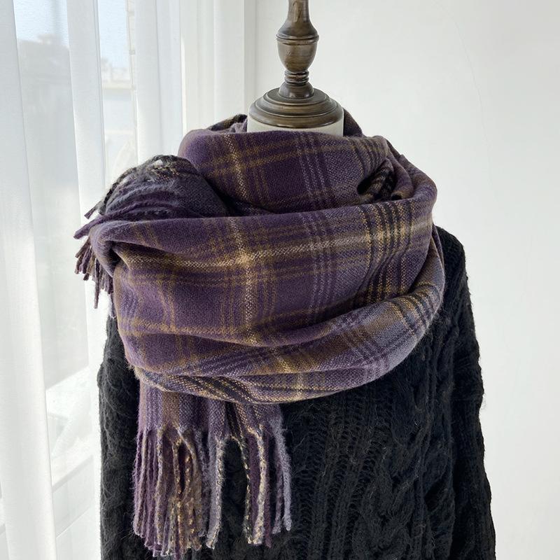 Autumn Winter Women Knitted Scarf Headscarf Lady Men Casual Preppy Rainbow Plaid Tassel Scarve Mujer Male Wrap Shawl New Korean